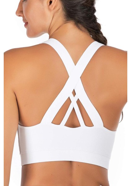 Kadın Çarpraz Sırt Detaylı Criss Cross Kaplı Yoga Egzersiz Fitness Spor Sütyeni