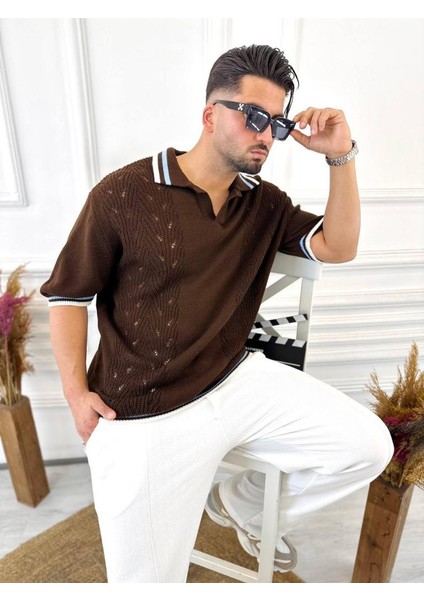 T-Shirt Nefes Alabilen Polo Yaka Terletmez Pamuklu Örme Tişört Oversize Triko Tshirt