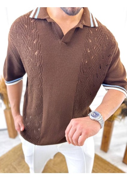 T-Shirt Nefes Alabilen Polo Yaka Terletmez Pamuklu Örme Tişört Oversize Triko Tshirt fiyatları