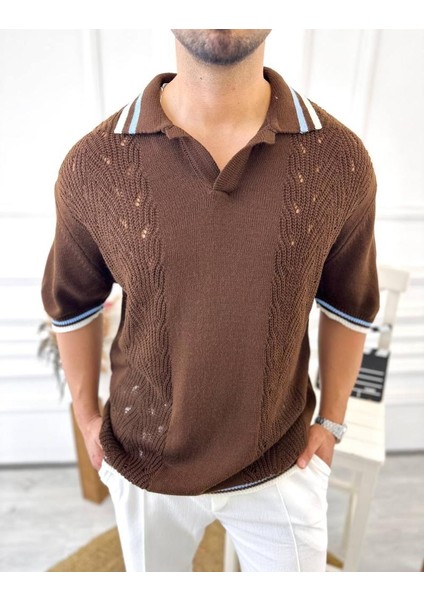 T-Shirt Nefes Alabilen Polo Yaka Terletmez Pamuklu Örme Tişört Oversize Triko Tshirt fırsatları