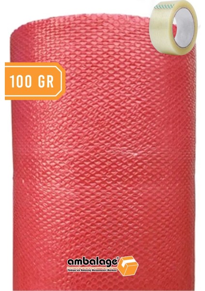Balonlu Naylon 50CM x 30M 100 gr Kırmızı Üç Katlı Kalın Balonlu Naylon Pat Pat Pıt Pıt Koli Bandı