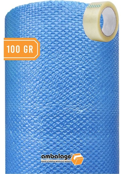 Balonlu Naylon 150CM x 5m 100 gr Mavi Üç Katlı Kalın Balonlu Naylon Pat Pat Pıt Pıt Koli Bandı