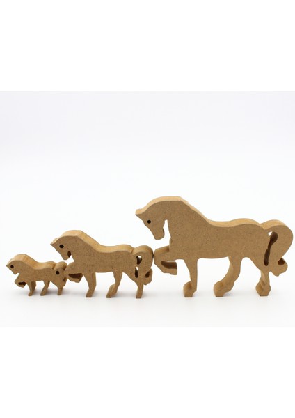 Ahşap Şahlanan At Figürü 3 Lü Takım 15CM 10CM 6cm Ahşap Boyama Ürünü.boyama Etkinliği.okul Öncesi