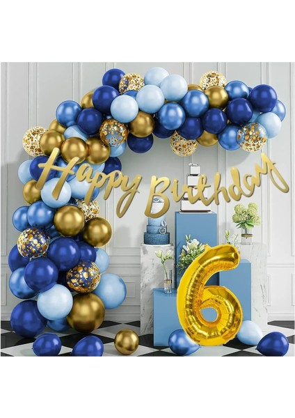 Mavi Temalı Sünnet Doğum Günü Parti Eğlence Kutlama Balon Zincir Seti