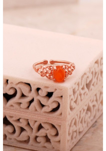 Akik Rose Gümüş Tasarım Yüzük 5778