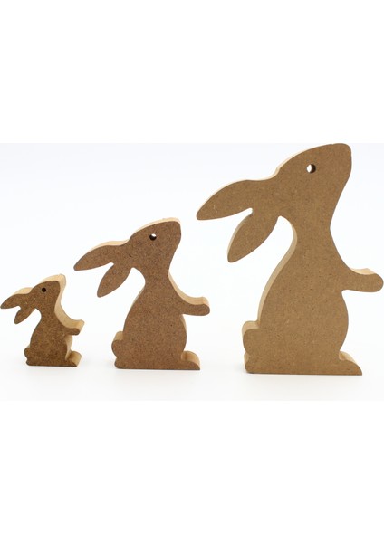 Ahşap Tavşan Figürü 3 Lü Takım 15CM 10CM 6cm Ahşap Boyama Ürünü.boyama Etkinliği.okul Öncesi