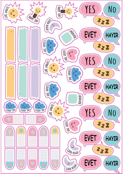 Colour Kid 800 14 Sayfa Eğlenceli Çıkartma - Planner ve Gift Stickers