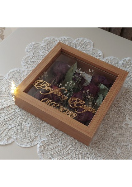20X20X5 cm Isimli Ledli Bambu Anı Çerçevesi! Yeni Moda Çiçek Anı Çerçevesi! fiyatları