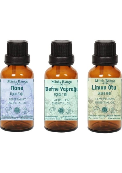 Nane Yağı 10ML - Defne Yaprağı Yağı 10 Ml- Limon Otu Yağı 10ML
