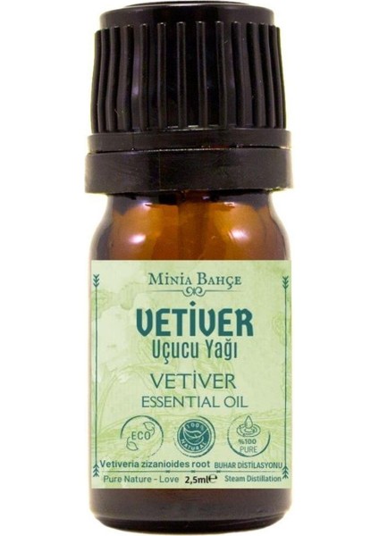 Vetiver Uçucu Yağı, %100 Saf, 2,5 ml