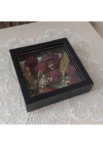 20X20X5 cm Siyah Anı Çerçevesi! Yeni Moda Çiçek Anı Çerçevesi! modelleri