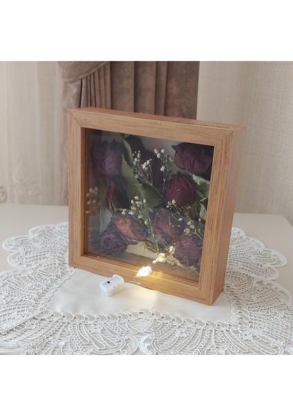 20X20X5 cm Ledli Bambu Anı Çerçevesi! Yeni Moda Çiçek Anı Çerçevesi! modelleri