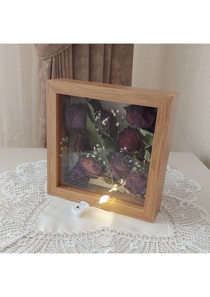 20X20X5 cm Ledli Bambu Anı Çerçevesi! Yeni Moda Çiçek Anı Çerçevesi! fırsatları