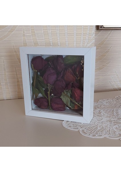 20X20X5 cm Beyaz Anı Çerçevesi! Yeni Moda Çiçek Anı Çerçevesi!