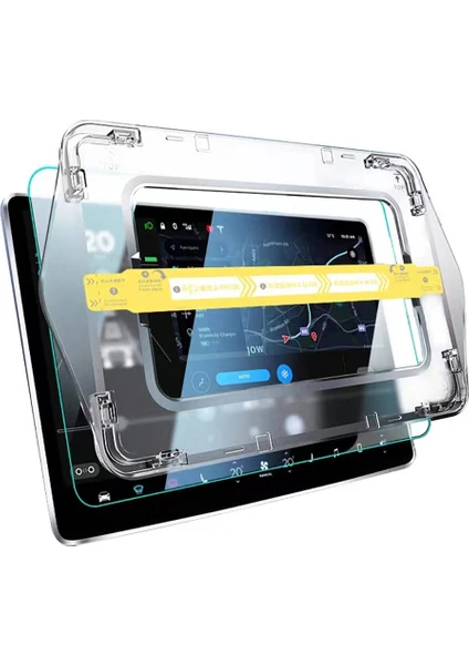 Tesla Model S Uyumlu Kolay Uygulama Aparatlı Araç Multimedya Temperli Kırılmaz Cam Ekran Koruyucu