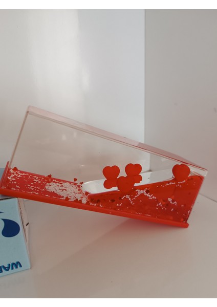 Batmayan Yıldızlı Aşk Kalpleri Akvaryum Içinde Lüks Hediyelik,dekorafij Obje, 14X5X4 cm
