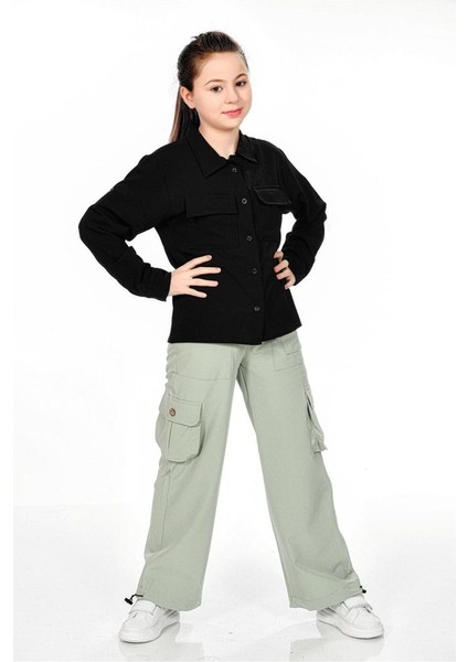 Kargo Cepli Palazzo Paraşüt Paça Klips Lastik Ayarlı Kız Çocuk Pantolon modelleri