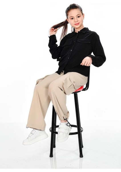 Kargo Cepli Palazzo Paraşüt Paça Klips Lastik Ayarlı Kız Çocuk Pantolon modelleri