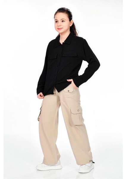 Kargo Cepli Palazzo Paraşüt Paça Klips Lastik Ayarlı Kız Çocuk Pantolon fırsatları