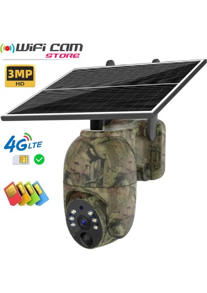 3 Mp Full Hd 4g Solar Sim Kartlı Mini Kamuflaj Kamera
