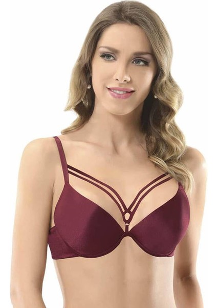 Bordo Ince Bant Detaylı Balenli Desteksiz Sütyen 3696 fiyatları