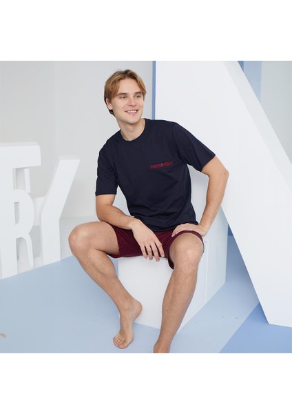 2011 Erkek O-Yaka Şortlu Pijama Takım