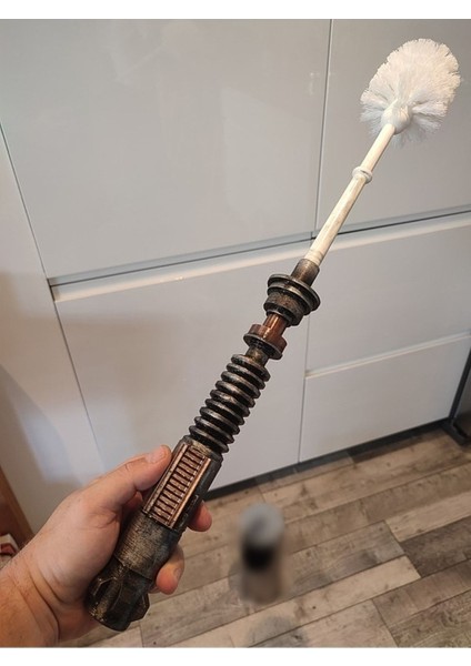 Star Wars Luke Skywalker'in Işın Kılıcı Şeklinde Tuvalet Fırçası Takımı Krom Renk