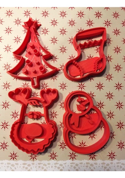 Yılbaşı Kurabiye Kalıpları Noel Baba Kurabiye Kalıbı Çam Ağacı Kurabiye Kalıbı 4 Parça 7cm
