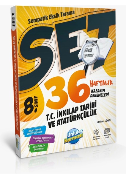 Ünlüler Karması 8. Sınıf Tüm Dersler 36 Haftalık Kazanım Denemeleri Seti 6 Kitap