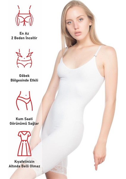 Beyaz Emay 2031 Paçalı Dantelli Boy Korse