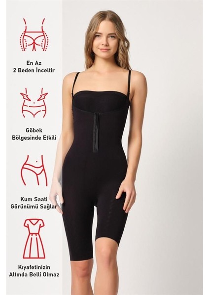 Siyah Emay 2093 Ön Agraflı Göğsü Açık Paçalı Boy Korse modelleri