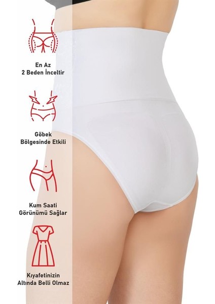 Beyaz Emay 2090 Önü Dantelli Yüksek Bel Slip Korse