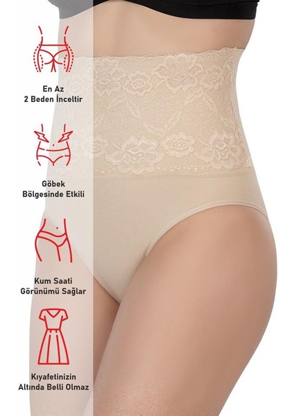 Ten Emay 2090 Önü Dantelli Yüksek Bel Slip Korse