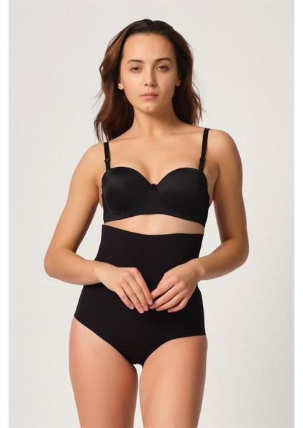Siyah Emay 2708 Lazer Yüksek Bel Kesim Slip Korse
