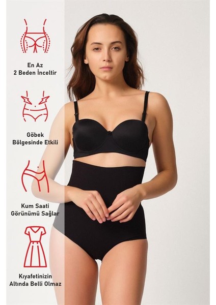 Siyah Emay 2708 Lazer Yüksek Bel Kesim Slip Korse fırsatları