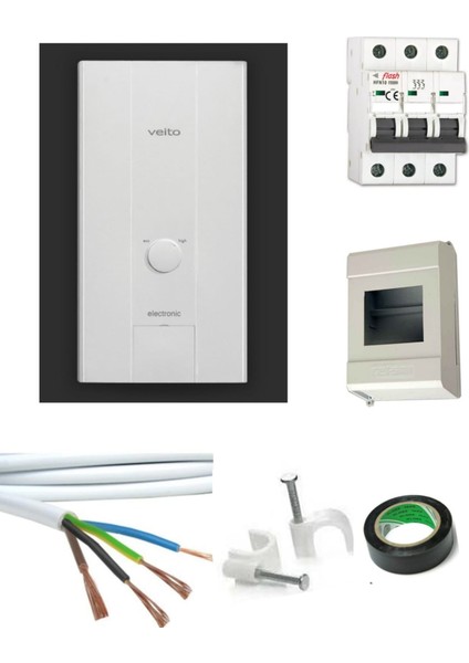 Blu E 380 Volt 3 Faz Anı Su Isıtıcı 21 Kw 9 mt Kablolu Tam Takım Set