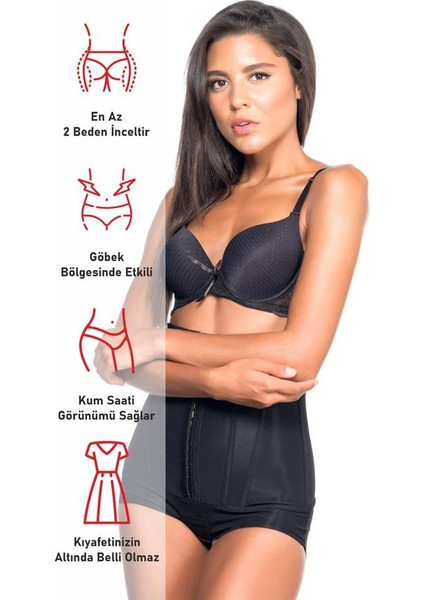 Siyah Emay 2824 Yüksek Bel Balen Agraflı Slip Lazer Korse fırsatları