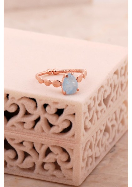 Paraiba Rose Gümüş Damla Yüzük 5788