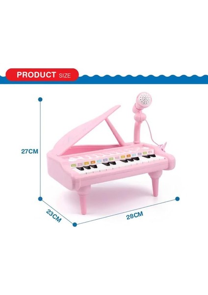 Oyuncak 24 Tuşlu Mp3 Çalar Özellikli Mikrofonlu Mini Piyano-Beyaz fiyatları