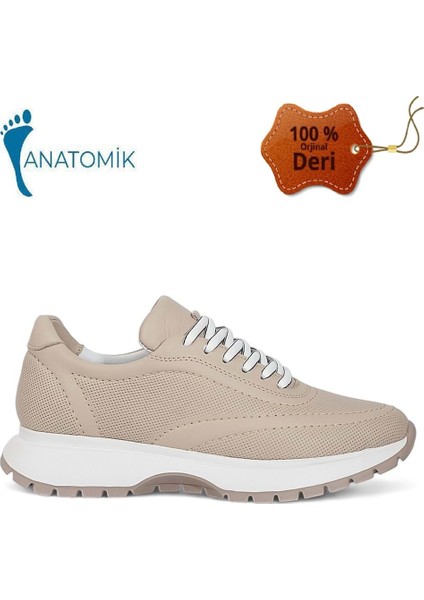 1965-273061 Deri Anatomik Tabanlı Kadın Sneakers Ayakkabı - NKT01965-BEJ-40