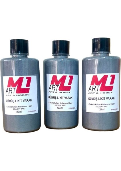 M1 Art Gümüş  Likit Varak 120.ML x 3 Adet