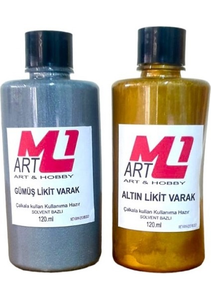 M1 Art Gümüş - Altın  Likit Varak 120.ML x 2 Adet