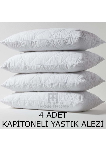 | %100 Pamuk 4 Adet Kapitoneli Yastık Alezi Koruyucu | Koruyucu Yastık Kılıfı | 50 x 70 |