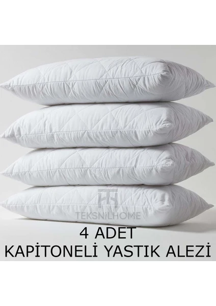 Teksnil Home | %100 Pamuk 4 Adet Kapitoneli Yastık Alezi Koruyucu | Koruyucu Yastık Kılıfı | 50 x 70 |