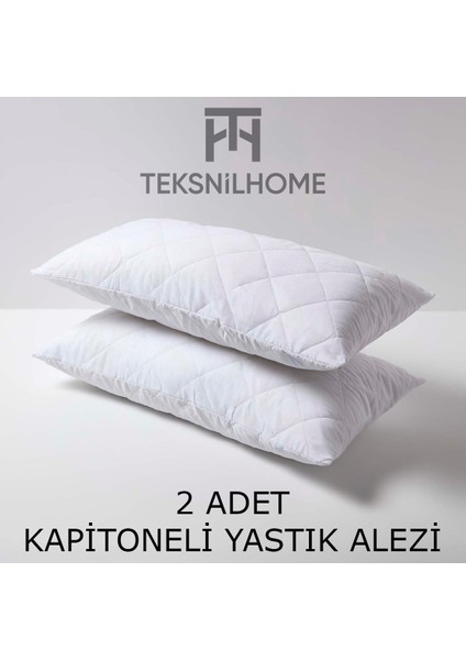 Teksnil Home | 2 Adet Kapitoneli Yastık Alezi Koruyucu | Koruyucu Yastık Kılıfı | 50 x 70 |