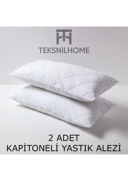 Teksnil Home | %100 Pamuk 2 Adet Kapitoneli Yastık Alezi Koruyucu | Koruyucu Yastık Kılıfı | 50 x 70 |