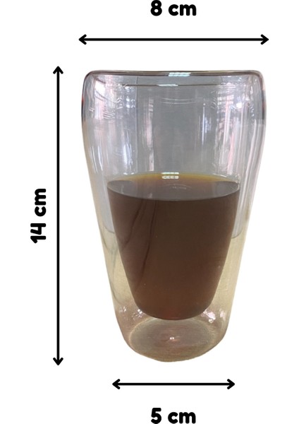 Yeni Stil Çift Cidarlı Uzun 400 ml Nescafe,Latte,Kahve, Meşrubat Bardak 3 Adet-2258