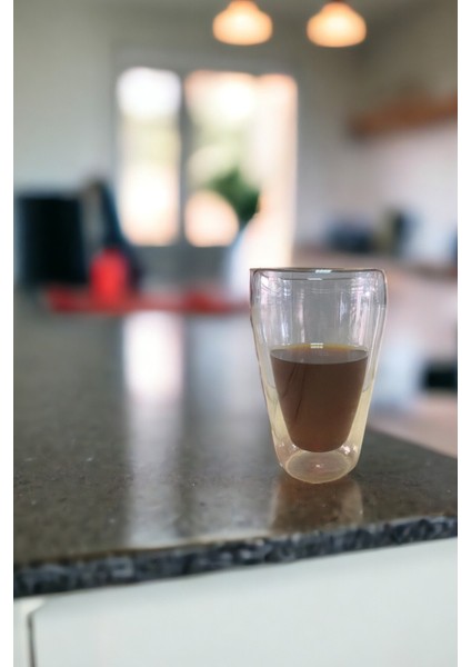 Yeni Stil Çift Cidarlı Uzun 400 ml Nescafe,Latte,Kahve, Meşrubat Bardak 3 Adet-2258