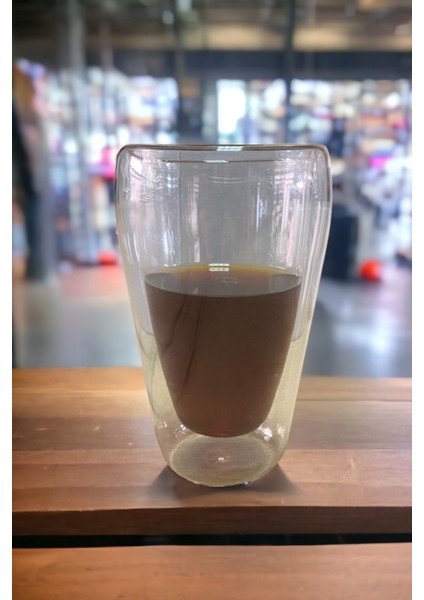 Yeni Stil Çift Cidarlı Uzun 400 ml Nescafe,Latte,Kahve, Meşrubat Bardak 3 Adet-2258