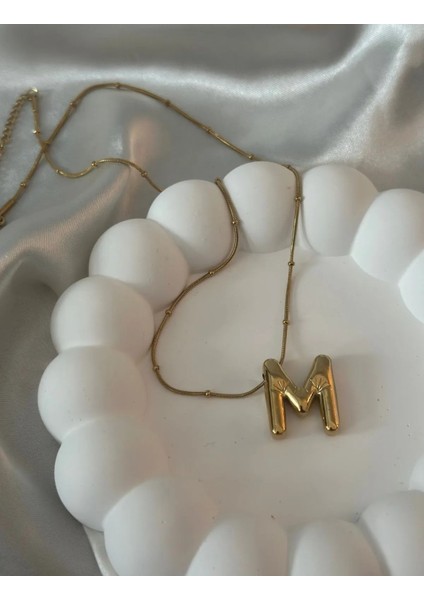 Gold Balon Bubble Çelik Harf Kolye (M Harfi) fiyatları